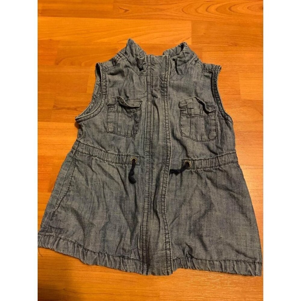Old Navy Denim Chambray Zip Up Vest Size 4T Girls Y2K Casual Grunge